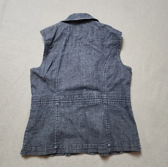 Denim Vest 90s Y2k Contrast Vest - Picture 2 of 7